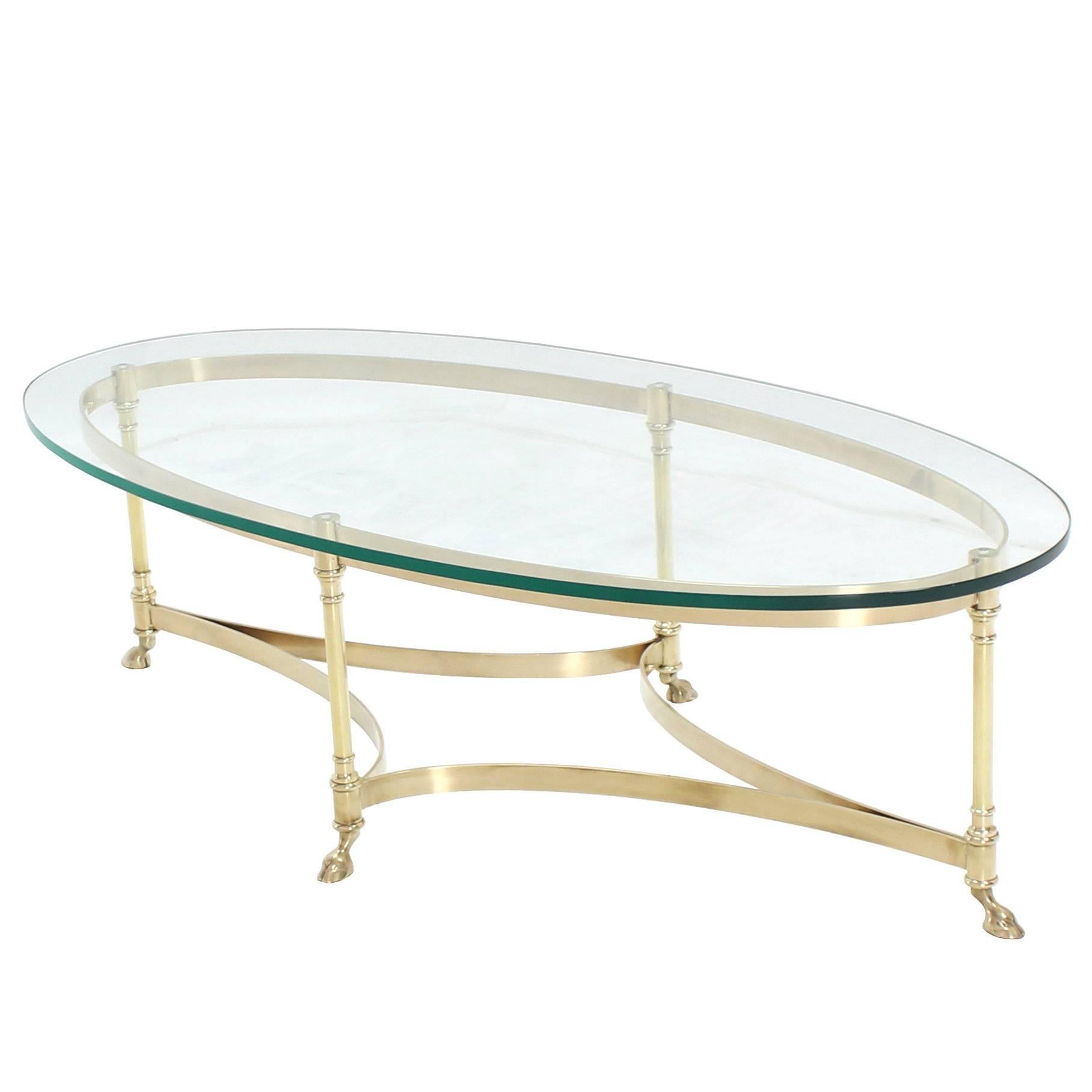 Brass Hoof Feet Oval Coffee Table