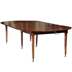 Antique Early 19th Century French Walnut Extension Dining Table with Tapered Legs