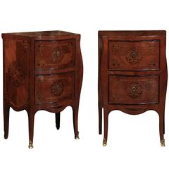 Pair of 19th Century Italian Serpentine Inlaid Walnut Commodinis 11