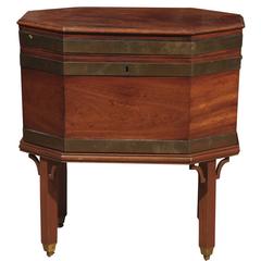 Early 19th Century English Octagonal Mahogany Cellarette on Later Stand