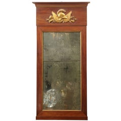 Tall Empire Period Mahogany and Giltwood Mirror with Helmut Motif, circa 1810