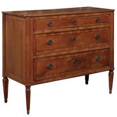 Narrow Italian Neoclassical Fruitwood Three-Drawer Commode, circa 1790