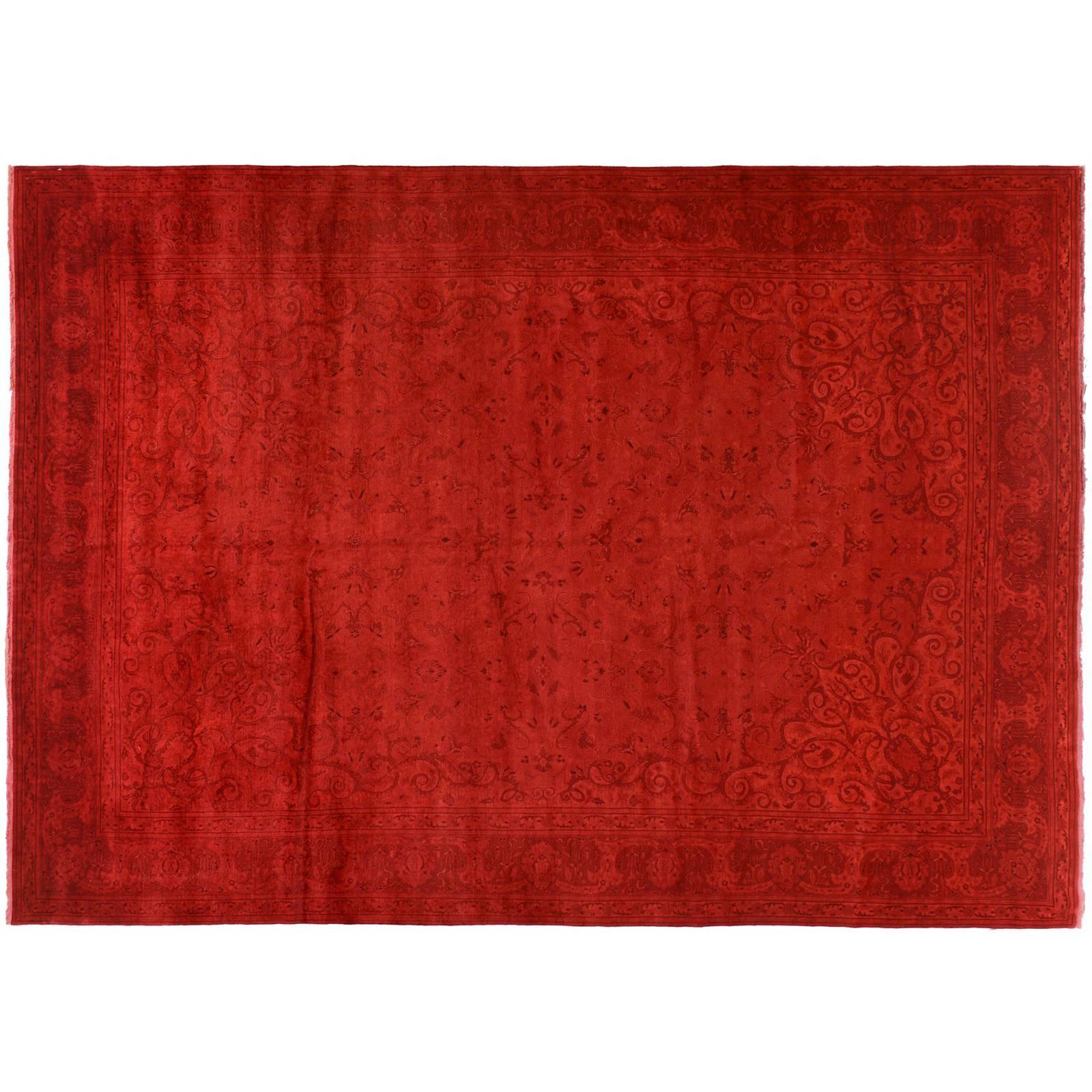 Silky Wool Overdyed Rug in Red