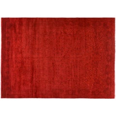 Silky Wool Overdyed Rug in Red