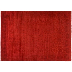 Tapis en laine soie teintée rouge