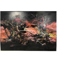 Large Abstract Oil Painting by Sergio Moyano