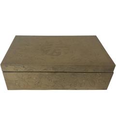 1930s Asian Brass Decorative Box with Floral Motif
