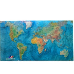 Large Air France Map on Acrylic by M. Morel, 1980