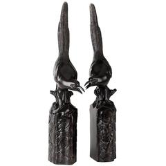 Birdy Set of Two Bookends in Bronze