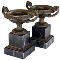 Baron Set of Two Vase in Bronze on Marble Base
