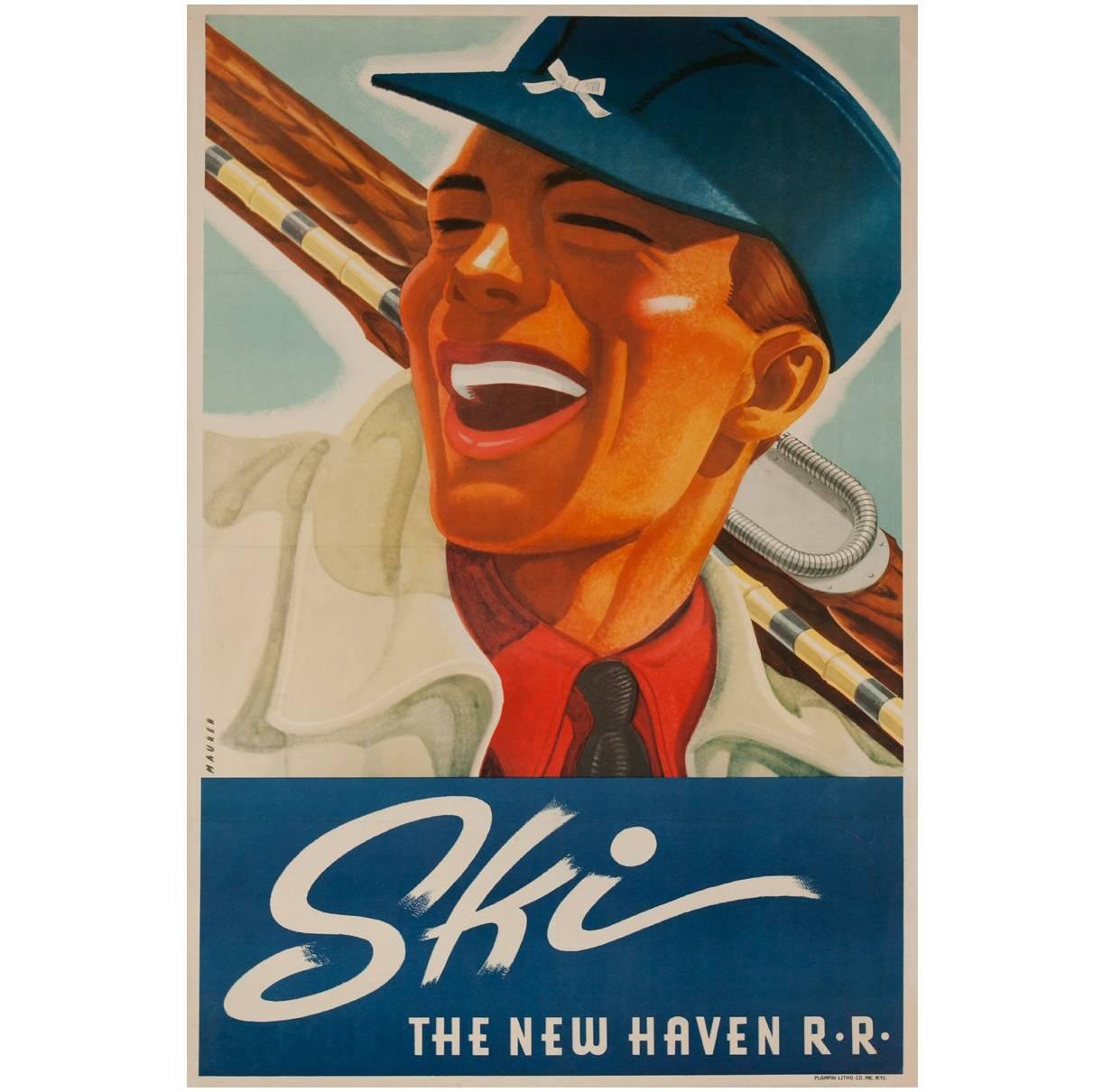 SKI the New Haven Railroad Original Travel Poster For Sale