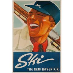 Vintage SKI the New Haven Railroad Original Travel Poster