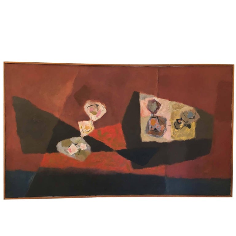 Expressionist Abstract Painting by Richard Harrison Crist, 1950s For Sale