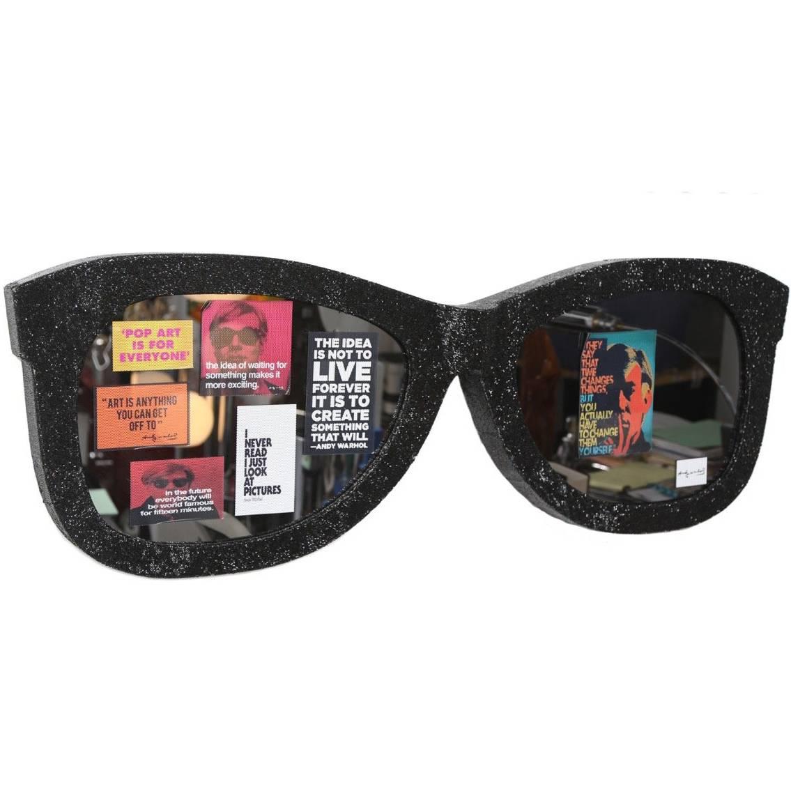 Andy Warhol Tribute Pop Art Wall Sculpture of Giant Black Crystal Sunglasses