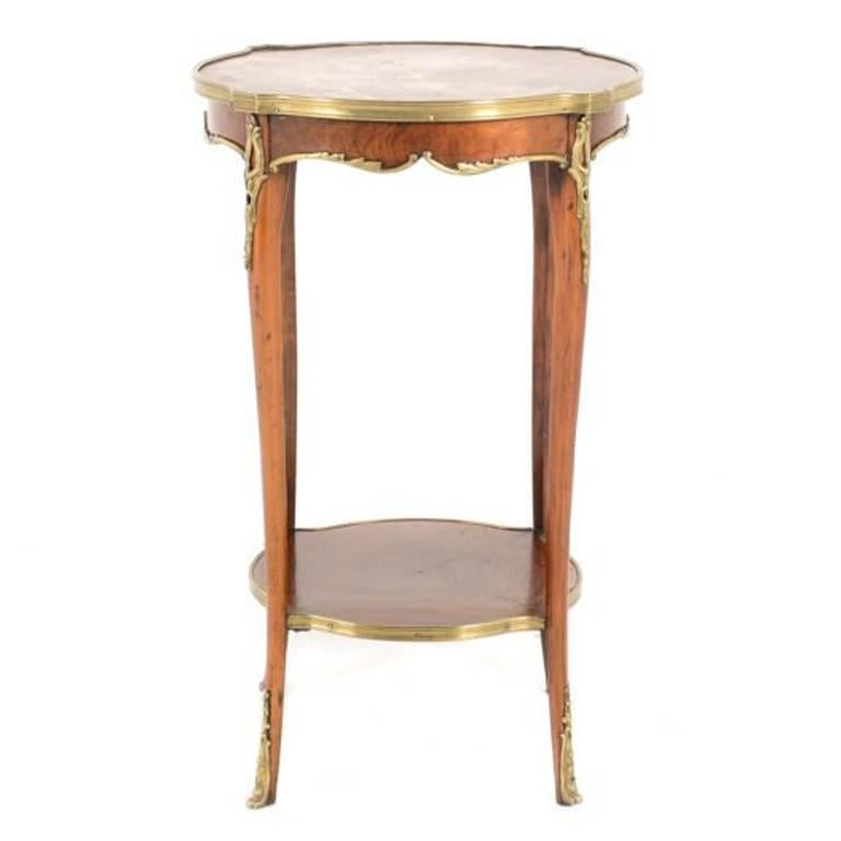Antique French Rosewood Marble-Top Side Table from Paris, circa 1900