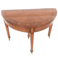 Highly Inlaid Early-19th Century Demilune Table
