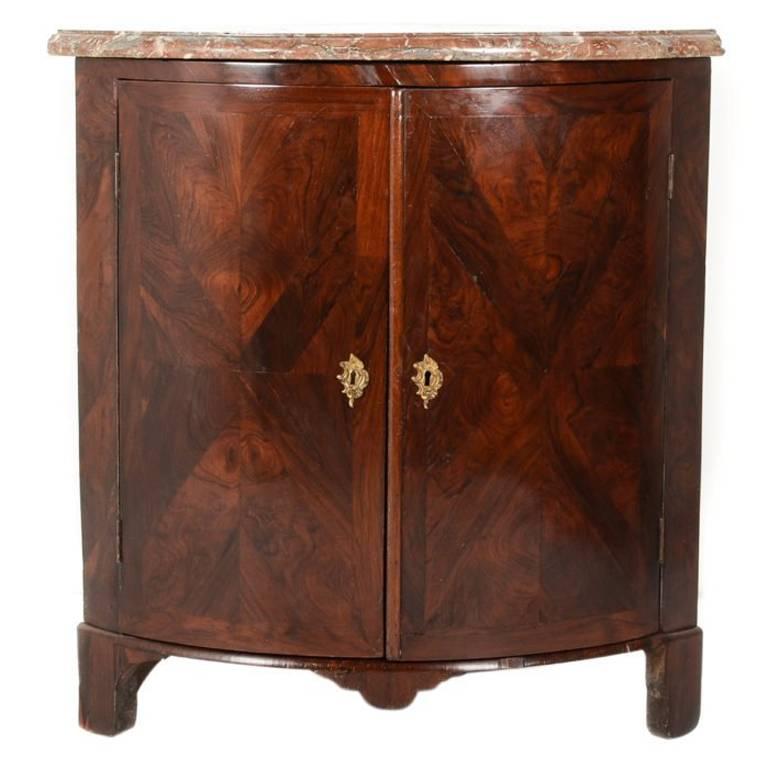 Late 18th Century French Rosewood Marble-Top Corner Cabinet