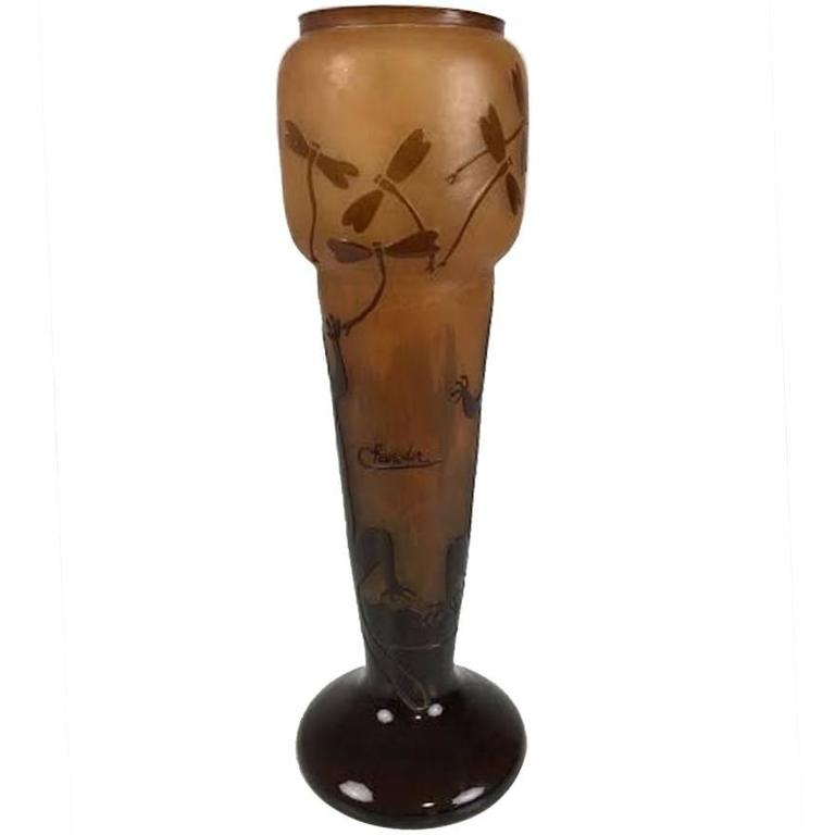 Charder Art Deco Dragonfly Glass Vase For Sale at 1stdibs