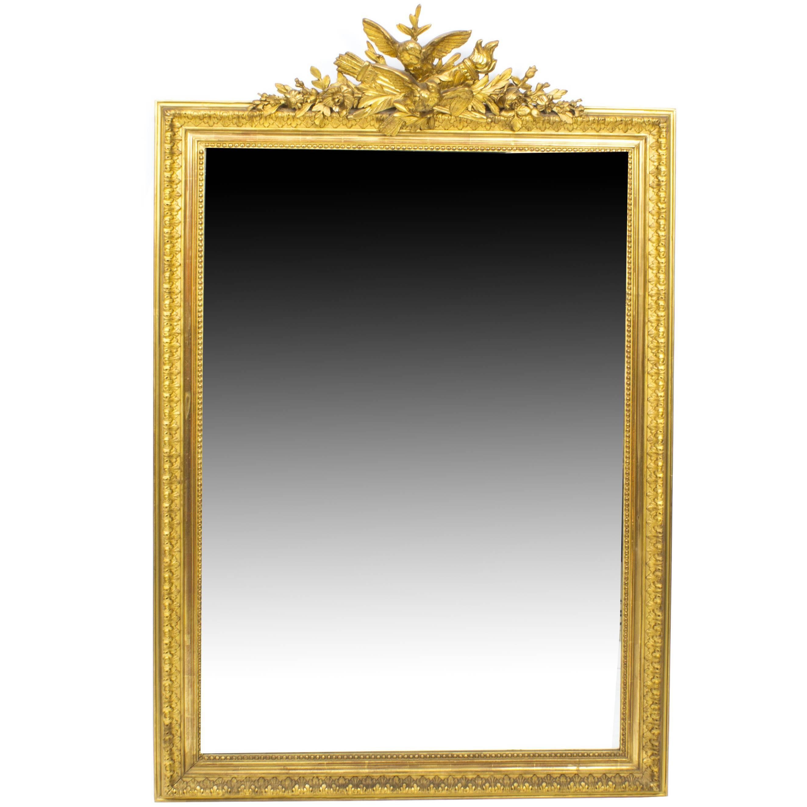 19th Century French Giltwood Overmantel Mirror