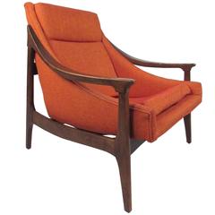 Mid-Century High Back Sloped Arm Lounge Chair
