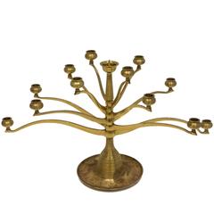 Six-Arm Brass Candelabra After Bruno Paul