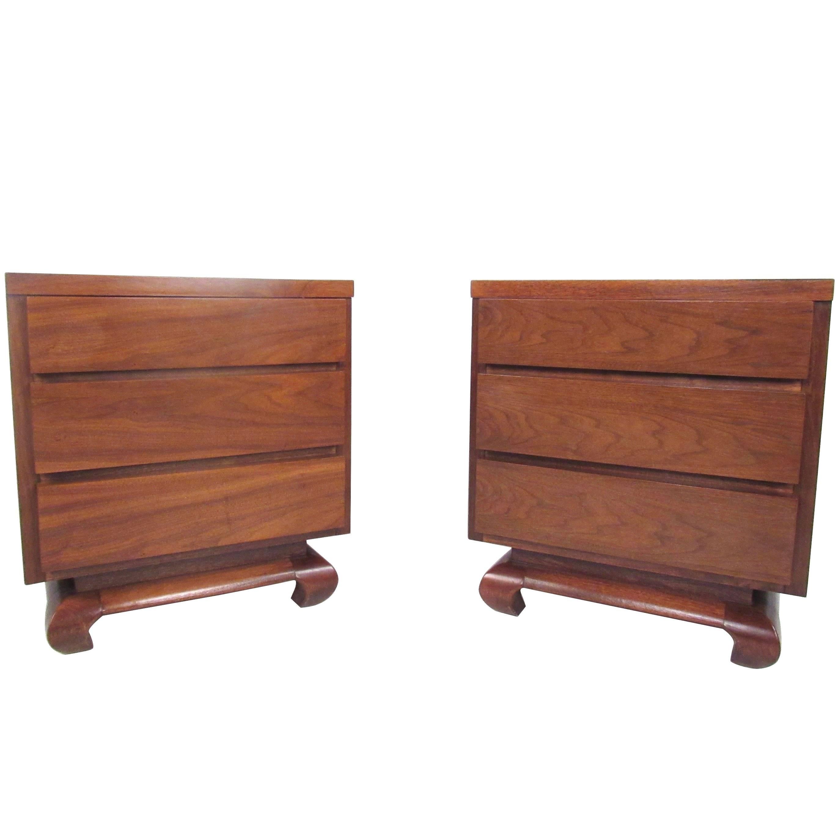 Pair of Mid-Century Three-Drawer Nightstands by American of Martinsville