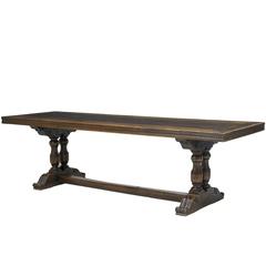 19th Century Continental Walnut Refectory or Trestle Table with ...