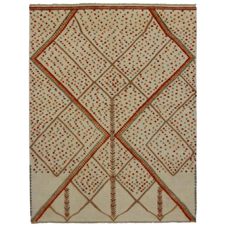 High and Low Texture Moroccan Rug with Tribal Style and Modern Design