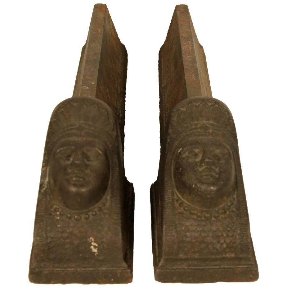 Pair of Figural Andirons, 19th Century For Sale
