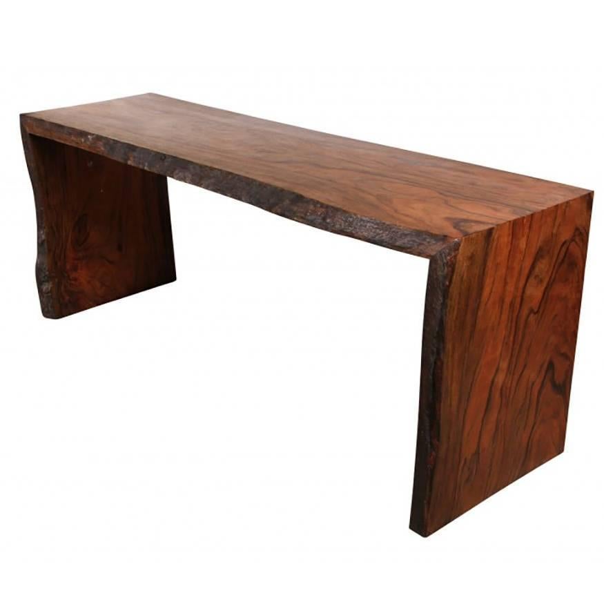 Custom Nakashima Style Rough Hewn Walnut Console Table 