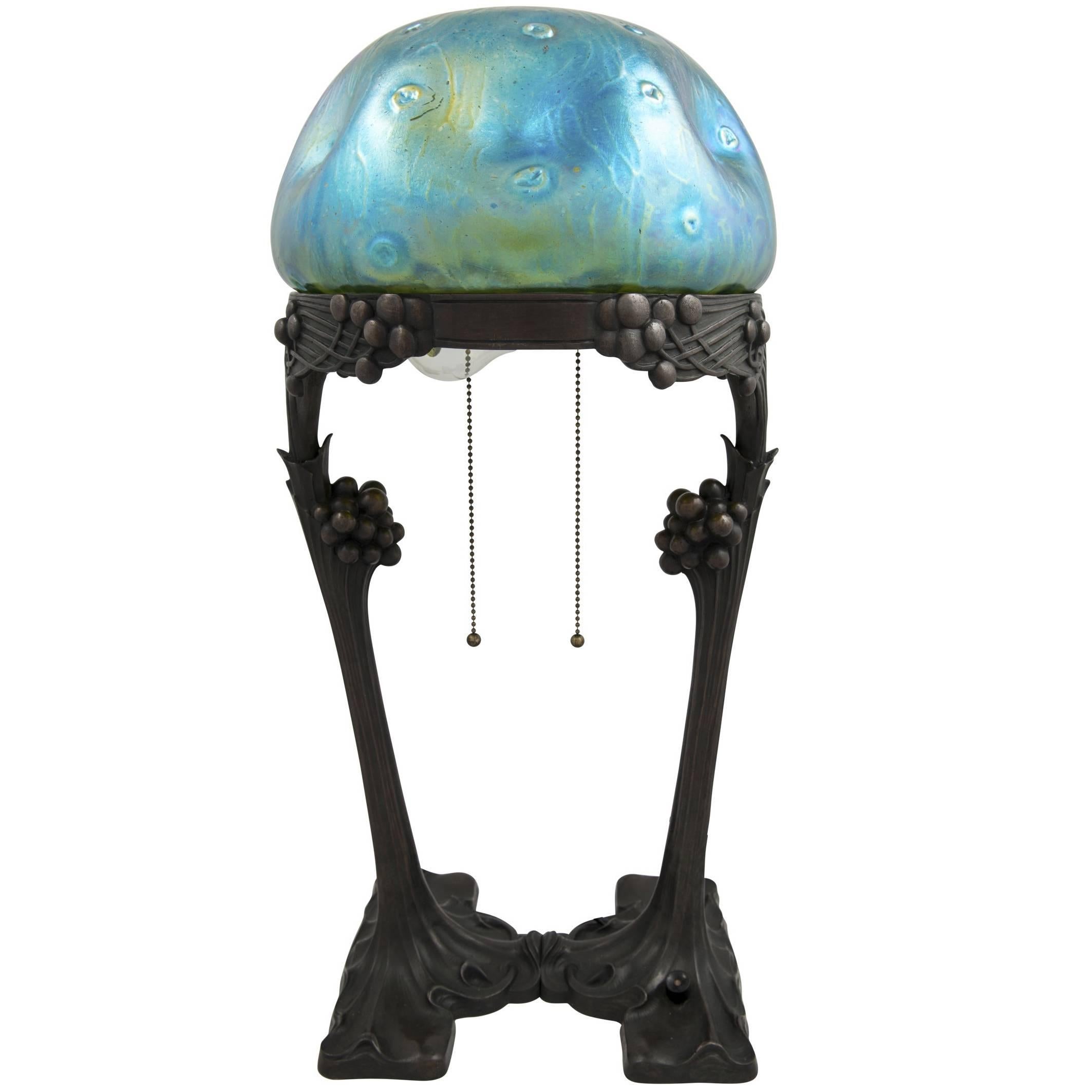 Loetz, Gustav Gurschner, Lamp Rusticana, Vienna, circa 1902, Art Nouveau