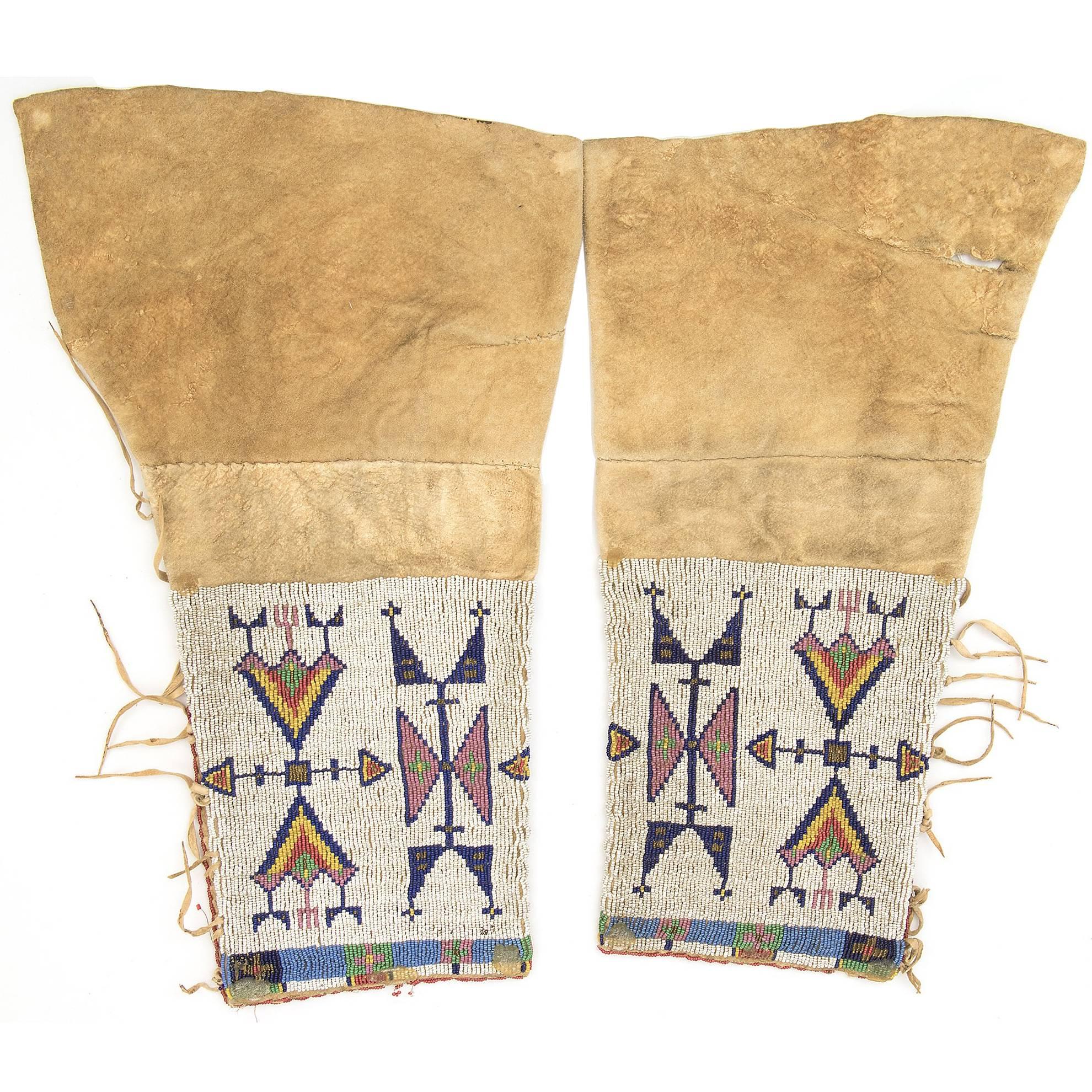 Antique Native American Beaded Leggings, Sioux (Plains Indian), 19th Century