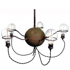 Rustic Five-Bulb Industrial Chandelier