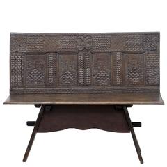 19th Century Victorian Carved Oak Bench 11