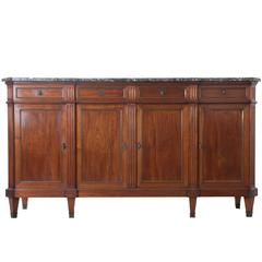 French Late 19th Century Louis XVI Style Mahogany Enfilade with Marble Top