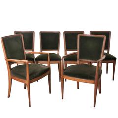 Antique Set of Six Early 20th Century Art Deco Dining Chairs