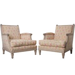 Pair of French Painted Louis XVI Style Bergères 6