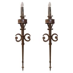 Pair of Antique French Torchiere Sconces