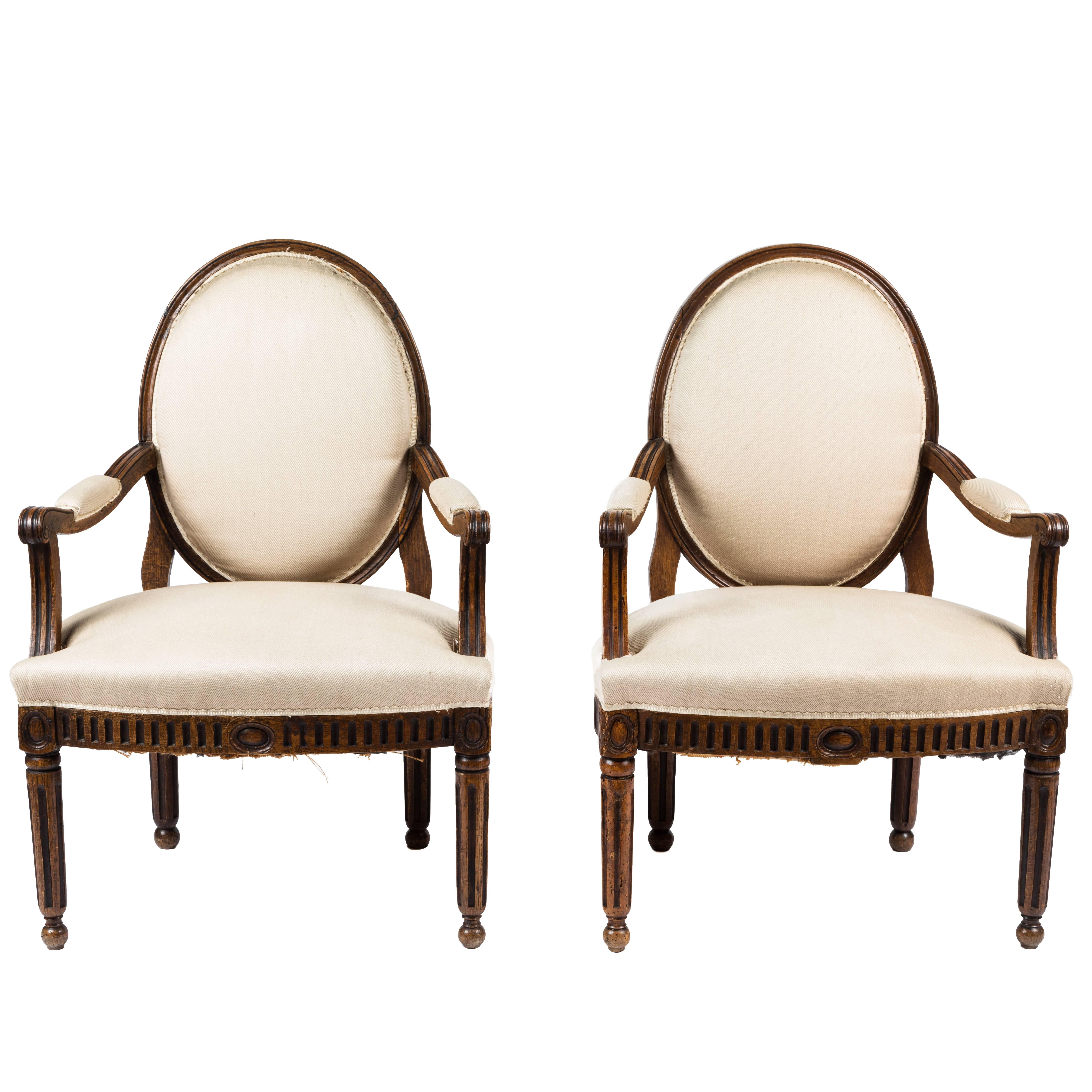 Pair of Antique Italian Neoclassical Style Armchairs