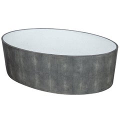 Oval Faux Shagreen Coffee Table