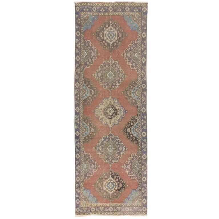 Vintage Turkish Oushak Runner For Sale at 1stdibs