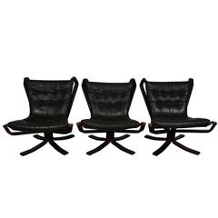 Set of Three Falcon Lounge Chairs Designed by Sigurd Resell