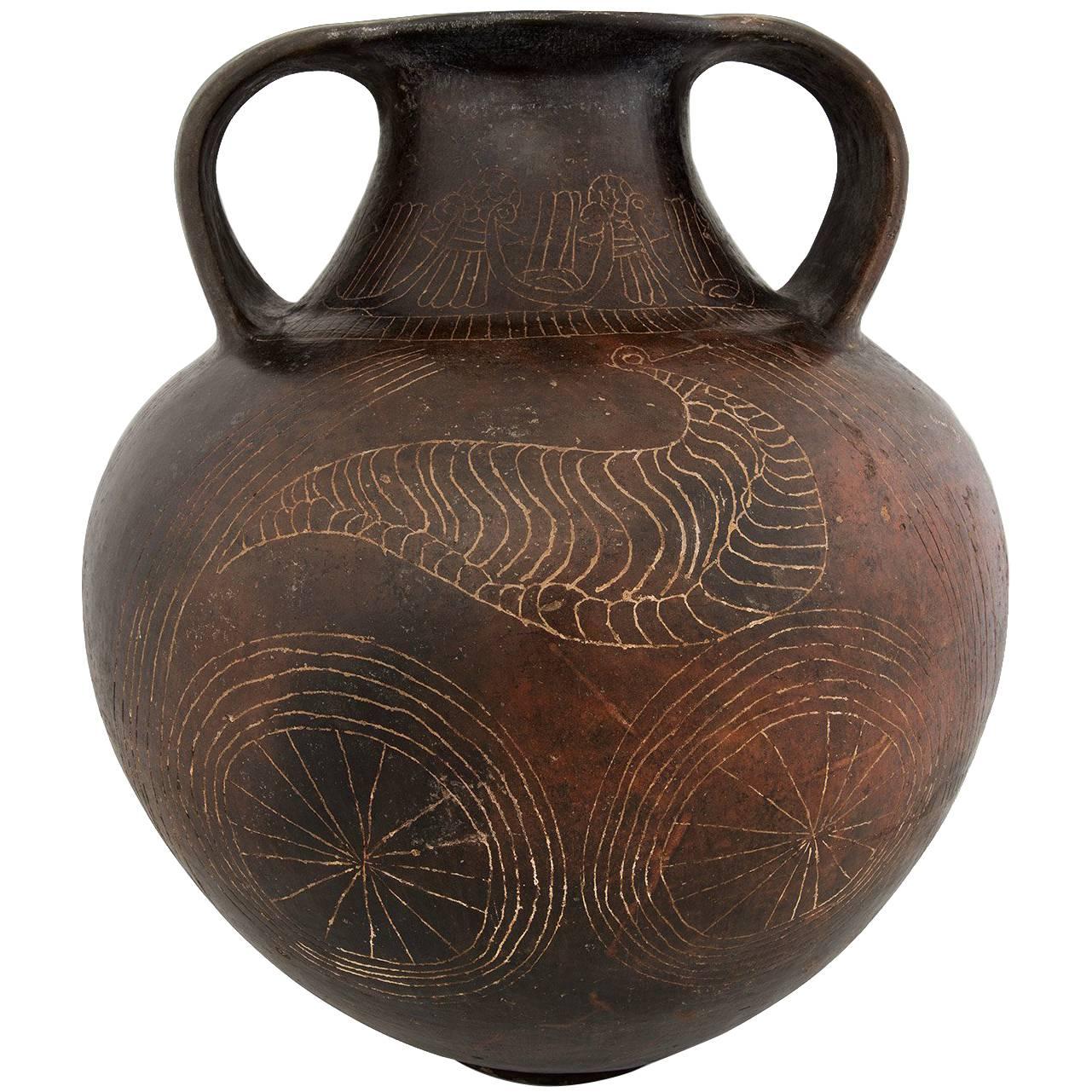 Ancient Etruscan Terracotta Amphora For Sale