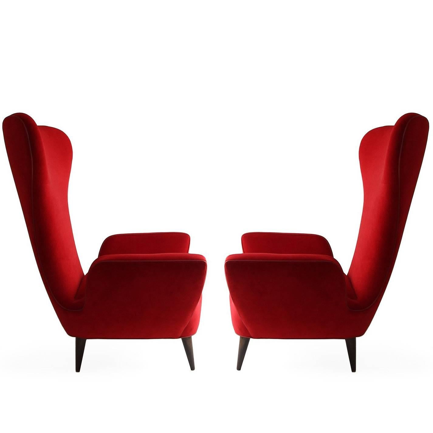 Pair of Rare Low-Slung Modern Italian Sculptural Chairs For Sale