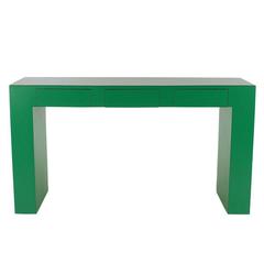 Mid-Century Modern Emerald Green Parsons Desk Console or Sofa Table