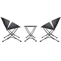 Maurizio Tempestini Pair of Patio Iron Lounge Chairs & Table, Mid-Century Modern