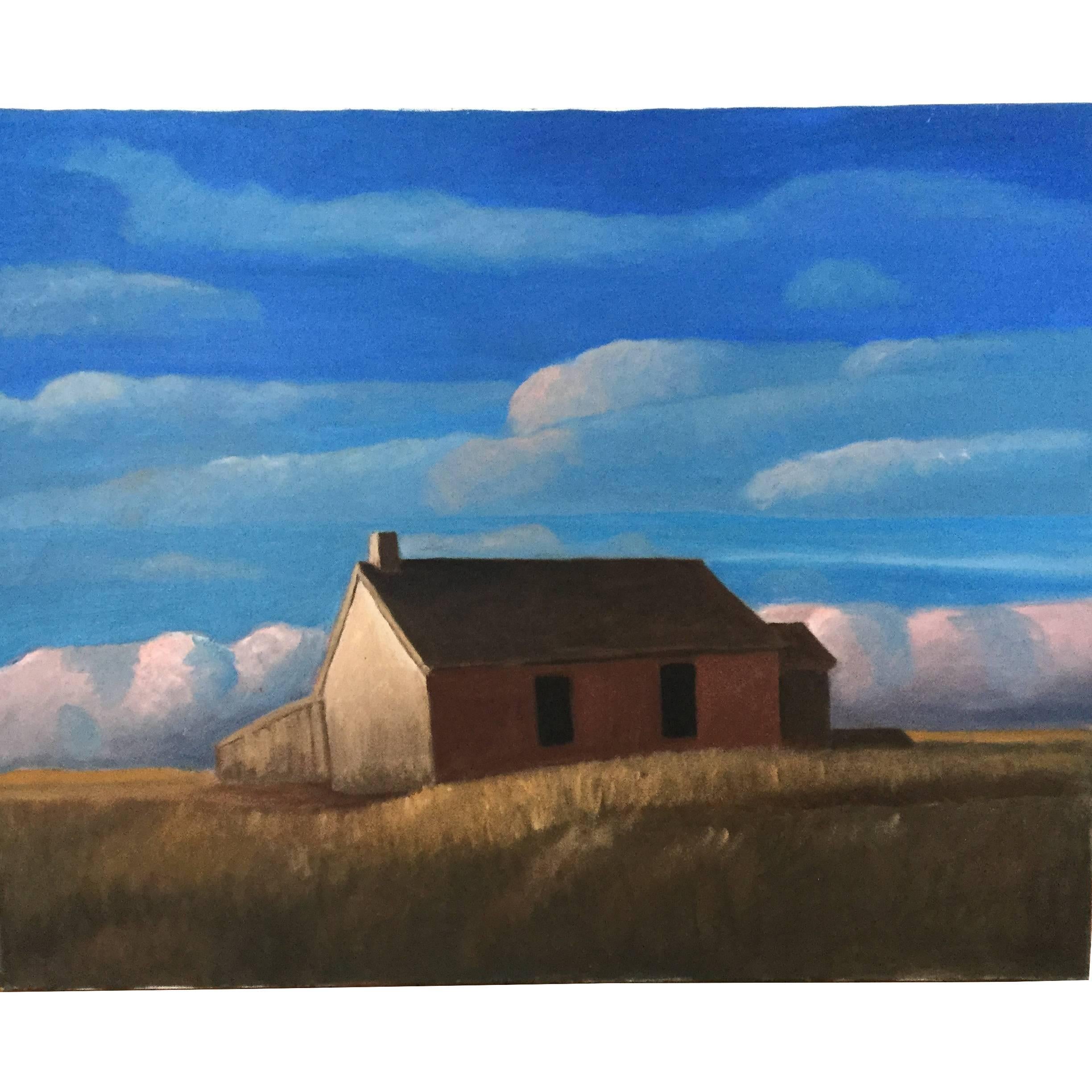 Barn in Nebraska Oil on Canvas  For Sale