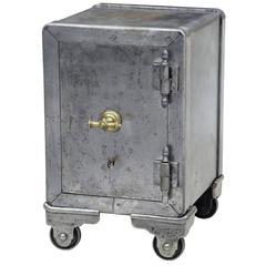 19th Century Victor Polished Steel Safe on Wheels