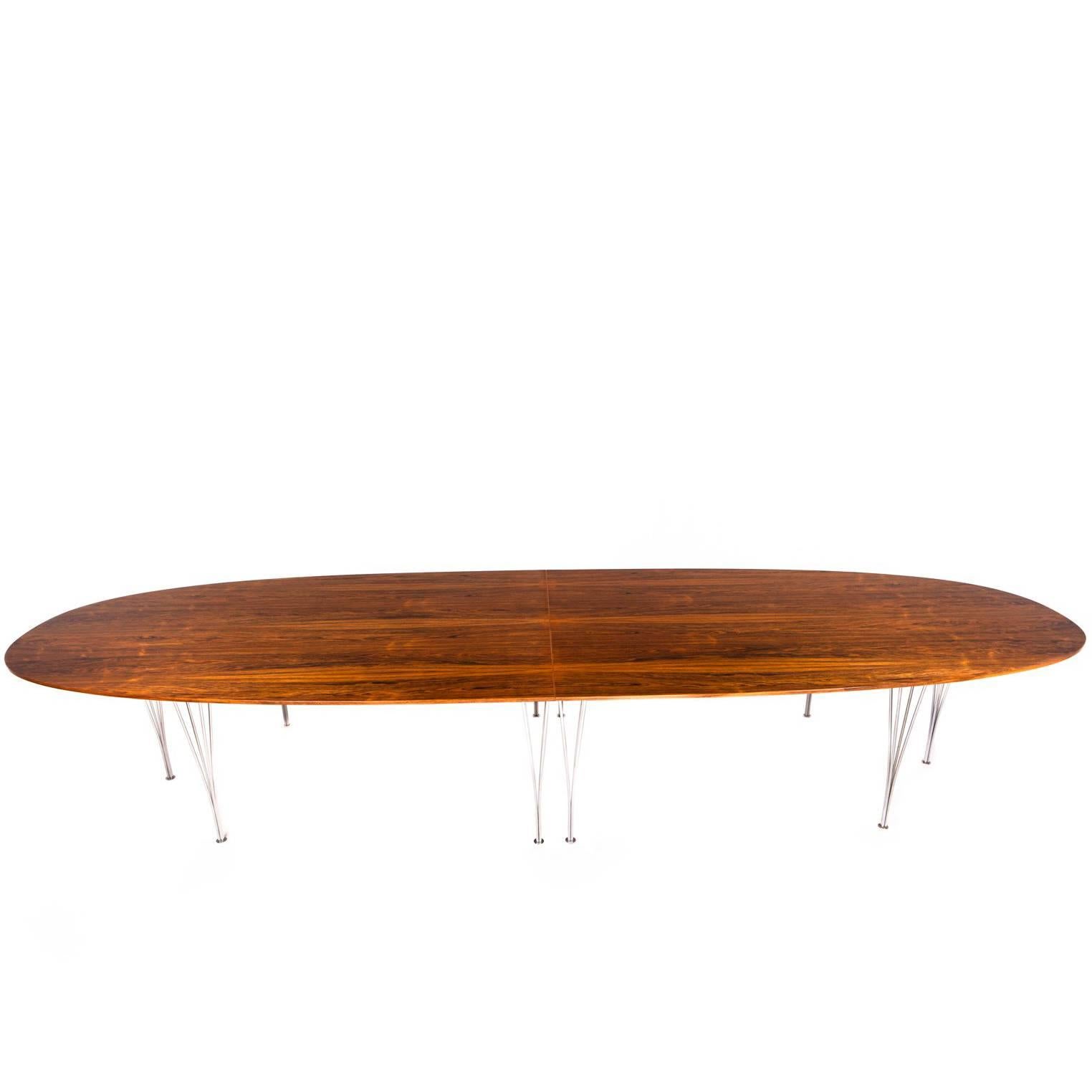 Bruno Mathsson & Piet Hein Large Dining or Conference Rosewood Table For Sale