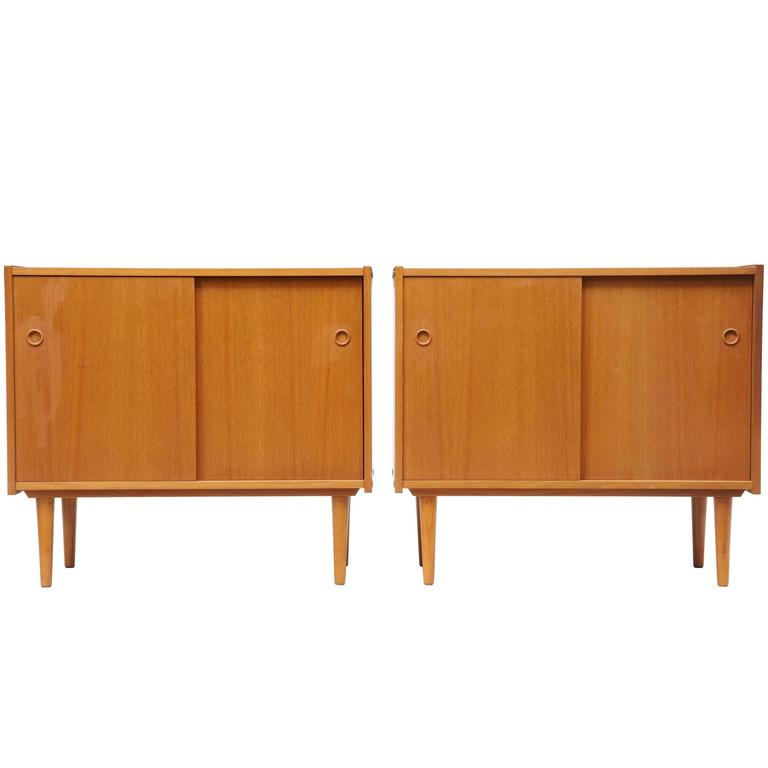 Pair Of Small 1960s Danish Teak Sideboards Cabinets For At 1stdibs Pair Of Small 1960s Danish Teak Sideboards Cabinets For